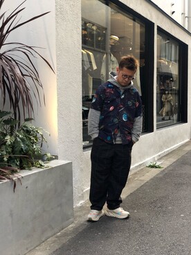 「schott（ショット）のSchott/ショット/HAWAIIAN SHIRT PLANET/ハワイアンシャツ プラネット（シャツ/ブラウス）」を使った、やなちゃんさん（メンズ・164cm）の春コーディネート