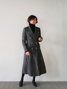 「ダブルボタン」｜「アイテム（ダウンジャケット/コート）」を使った、LITTLEBLACKさん（レディース・162cm）の冬コーディネート