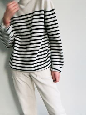 「ボーダーニット」｜LITTLEBLACKさん（レディース・162cm）の冬コーディネート