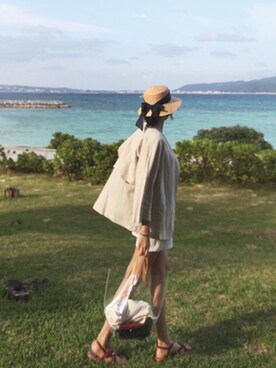 「アイテム（ノーカラージャケット、ベージュ系）」を使った、LITTLEBLACKさん（レディース・162cm）の春コーディネート