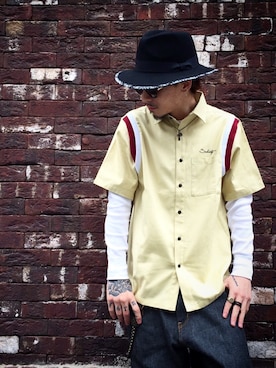 「Subciety（サブサエティ）のアイテム（アクセサリー）」を使った、Felipe Fumio Kikutaさん（メンズ・175cm）の春コーディネート