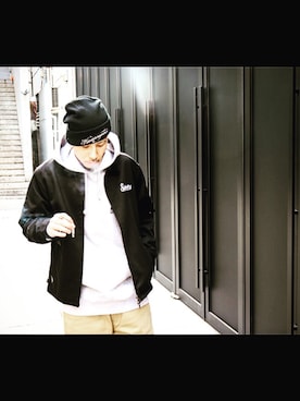 「Subciety（サブサエティ）のアイテム（ブルゾン）」を使った、Felipe Fumio Kikutaさん（メンズ・175cm）の冬コーディネート