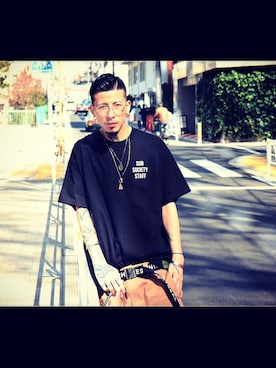 「Subciety（サブサエティ）のアイテム（アクセサリー）」を使った、Felipe Fumio Kikutaさん（メンズ・175cm）の冬コーディネート