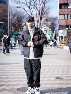 「Subciety（サブサエティ）のアイテム（ブルゾン）」を使った、Felipe Fumio Kikutaさん（メンズ・175cm）の冬コーディネート