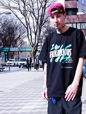 「black」｜「アイテム（キャップ）」を使った、Felipe Fumio Kikutaさん（メンズ・175cm）の春コーディネート