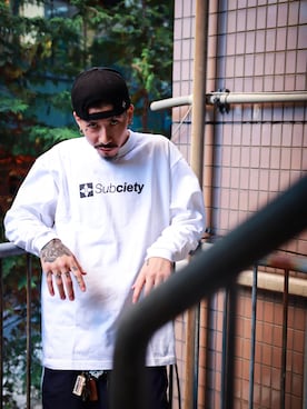 「Subciety（サブサエティ）のアイテム（キャップ）」を使った、Felipe Fumio Kikutaさん（メンズ・175cm）の秋コーディネート