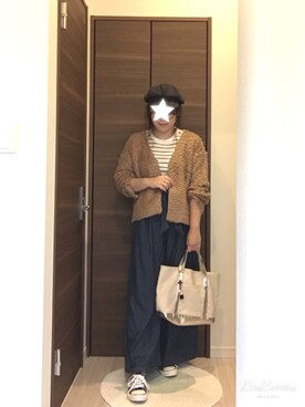 「アイテム（カーディガン/ボレロ）」を使った、yuminさん（レディース・157cm）の秋コーディネート