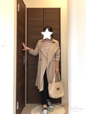 「LEPSIM（レプシィム）のアイテム（トレンチコート）」を使った、yuminさん（レディース・157cm）の秋コーディネート