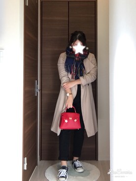 「LEPSIM（レプシィム）のアイテム（トレンチコート）」を使った、yuminさん（レディース・157cm）の秋コーディネート
