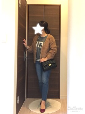 「ロゴニット」｜「アイテム（バレエシューズ）」を使った、yuminさん（レディース・157cm）の冬コーディネート