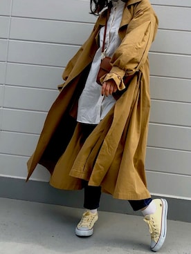 「Libra Cue（リブラ キュー）のアイテム（トレンチコート）」を使った、Tamatsuさん（レディース・158cm）の春コーディネート