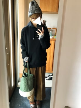 「Laundry（ランドリー）のアイテム（帽子）」を使った、大福。さん（レディース・168cm）の冬コーディネート