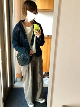 「AMERICAN HOLIC（アメリカンホリック）の【追加生産】太コーデュロイワイドパンツ（その他パンツ）」を使った、大福。さん（レディース・168cm）の冬コーディネート