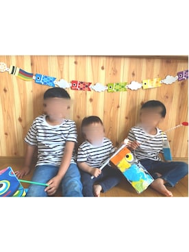 「こどもの日」｜「アイテム（デニムパンツ）」を使った、EST☺︎☺︎☺︎さん（キッズ・120cm）の春コーディネート