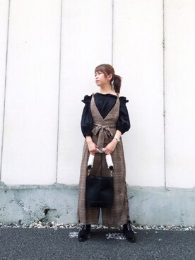 「オフショルブラウス」｜「アイテム（オールインワン・サロペット）」を使った、glamcityさん（レディース・163cm）の夏コーディネート