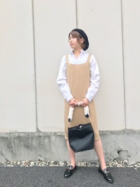 「ファー」｜「アイテム（シャツワンピース）」を使った、glamcityさん（レディース・163cm）の秋コーディネート