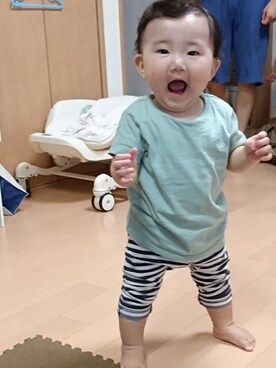 「next（next）のアイテム（Tシャツ/カットソー、グリーン系）」を使った、wakuさん（キッズ）の秋コーディネート