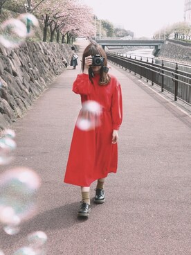 ソックス 靴下を使った 赤いワンピース の人気ファッションコーディネート Wear