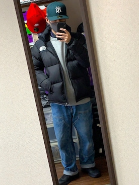 「carhartt」｜「アイテム（ダウンジャケット/コート）」を使った、Uさん（メンズ・171cm）の冬コーディネート
