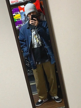 「アイテム（デニムジャケット）」を使った、Uさん（メンズ・171cm・20代）の冬コーディネート
