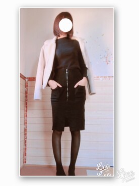 「ニットセットアップ」｜「アイテム（ムートンコート）」を使った、EMIさん（レディース・165cm）の秋コーディネート