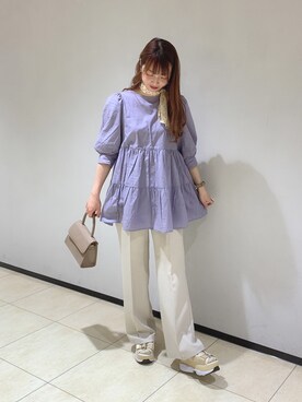 「Heather（ヘザー）のティアードチュニックブラウス　885432（シャツ/ブラウス）」を使った、KANAEさん（レディース・160cm）の春コーディネート