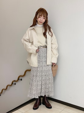 「Heather（ヘザー）のインヒールワークブーツ　894854（ブーツ）」を使った、KANAEさん（レディース・160cm）の秋コーディネート