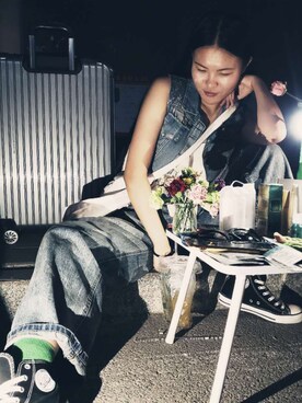 「日常」｜「アイテム（その他シューズ）」を使った、1980Ellenさん（レディース・166cm）の夏コーディネート