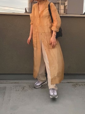 「透け感」｜「アイテム（その他アウター）」を使った、まさみさん（レディース・159cm）の夏コーディネート