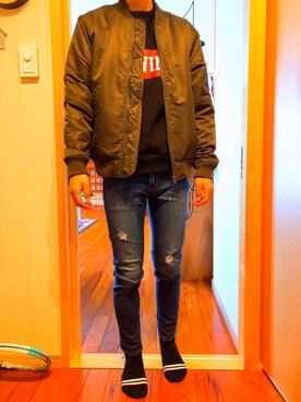 「EDWIN（エドウィン）のアイテム（スウェット）」を使った、りくさん（メンズ・172cm）の春コーディネート