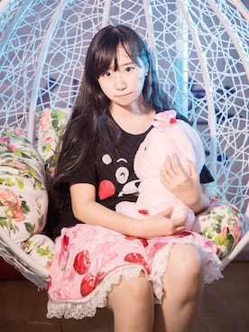 「Angelic Pretty（アンジェリックプリティ）のアイテム（スカート、ピンク系）」を使った、馨儿XDさん（キッズ）の冬コーディネート