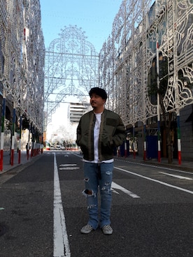 「DIESEL（ディーゼル）のアイテム（MA-1）」を使った、Kさん（メンズ・168cm）の秋コーディネート