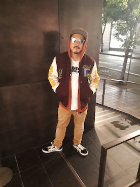 「DIESEL（ディーゼル）のアイテム（スタジャン）」を使った、Kさん（メンズ・168cm）の夏コーディネート