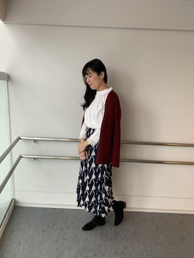 「プリントスカート」｜エレナさん（レディース・162cm）の秋コーディネート