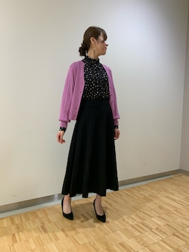 「プリーツニット」｜エレナさん（レディース・162cm）の秋コーディネート