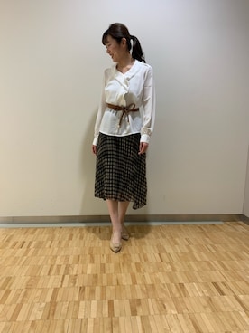 「NARACAMICIE（ナラカミーチェ）のアイテム」を使った、エレナさん（レディース・162cm）の冬コーディネート
