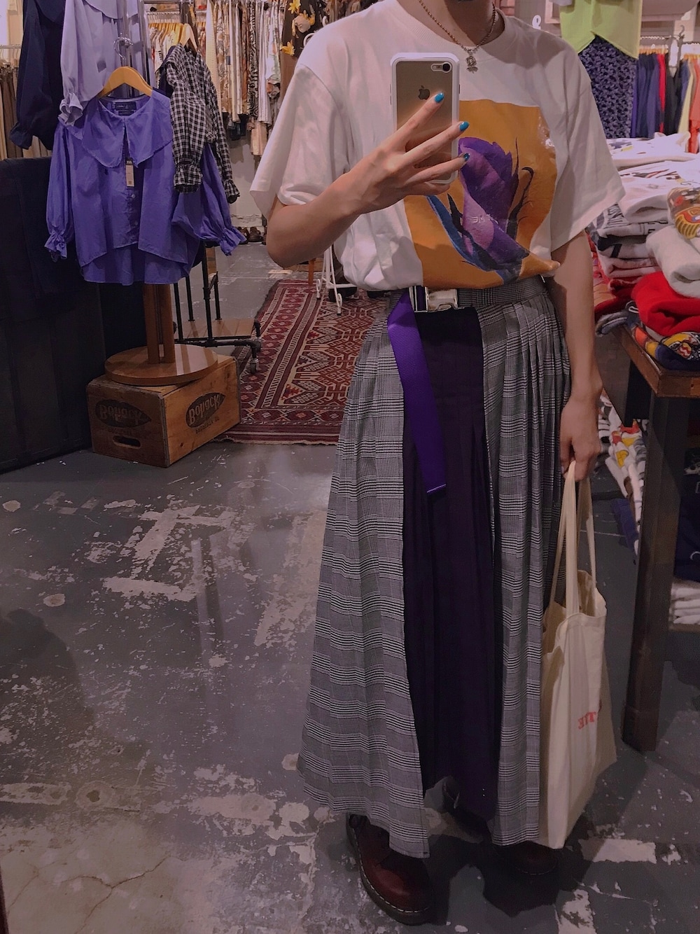 「jouetie、jouetie_ootd、Dr.Martens、心斎橋、アメ村、JAM 、古着屋」｜「jouetieのローズダブルチェーンネックレス（ネックレス、シルバー系）」を使った、K▲NOさん（レディース・160cm）の夏コーディネートの1枚目の写真