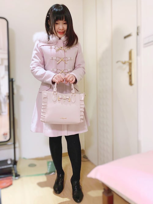 ☆LODISPOTTOロディスポット☆リボンビット付きダッフルコート☆新品ピンク ☆LODISPOTTOロディスポット☆リボンビット付きダッフルコート☆新品ピンク