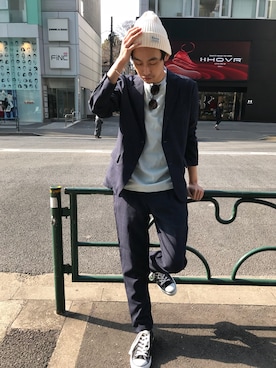 「CIAOPANIC TYPY（チャオパニックティピー）のアイテム（ニットキャップ/ビーニー）」を使った、__k2_mtさん（メンズ・173cm）の冬コーディネート