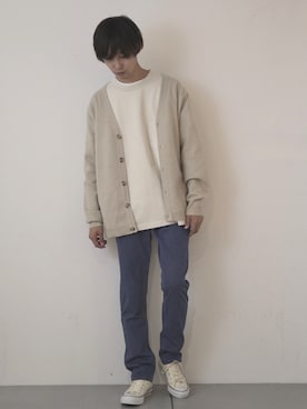 「ニットカーディガン」｜__k2_mtさん（メンズ・173cm・20代）の秋コーディネート