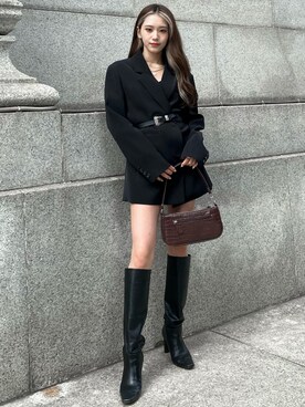 「オルチャンファッション」｜「アイテム（ブーツ）」を使った、harutarostyleさん（レディース・160cm）の秋コーディネート