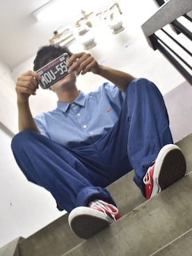 「Who'sWho（フーズフー）のアイテム（シャツ/ブラウス、ブルー系）」を使った、yutaさん（メンズ・173cm）の秋コーディネート