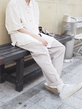 「NIKE（ナイキ）のNIKE(ナイキ) / TENNIS CLASSIC AC(テニス　クラシック) 105-NKE-A/377812（スニーカー、ホワイト系）」を使った、yutaさん（メンズ・173cm）の春コーディネート