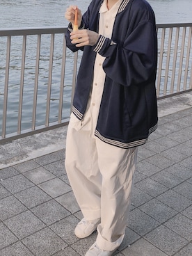 「NIKE（ナイキ）のNIKE(ナイキ) / TENNIS CLASSIC AC(テニス　クラシック) 105-NKE-A/377812（スニーカー、ホワイト系）」を使った、yutaさん（メンズ・173cm）の春コーディネート