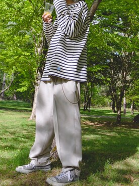 「ORCIVAL（オーシバル）の【ORCIVAL/オーシバル】コットンロード（Tシャツ/カットソー、ホワイト系）」を使った、yutaさん（メンズ・173cm）の秋コーディネート