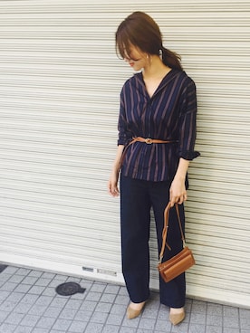 「URBAN RESEARCH DOORS（アーバンリサーチドアーズ）のデニムワイドパンツ（デニムパンツ）」を使った、DOORS WOMENSさん（レディース・168cm）の夏コーディネート