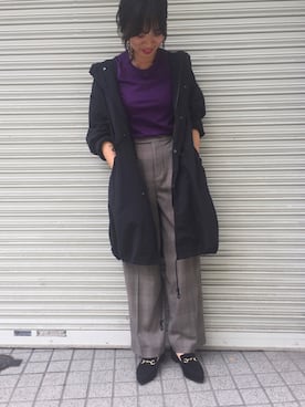 「グレンチェック」｜「アイテム（モッズコート）」を使った、DOORS WOMENSさん（レディース・163cm）の秋コーディネート
