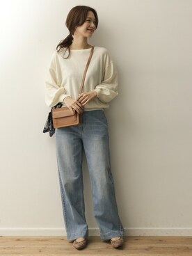 「URBAN RESEARCH DOORS（アーバンリサーチドアーズ）のデニムワイドパンツ（デニムパンツ）」を使った、DOORS WOMENSさん（レディース・168cm）の冬コーディネート