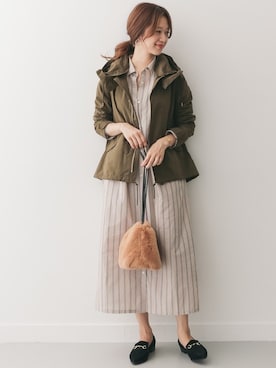 「ストライプワンピース」｜「アイテム（モッズコート）」を使った、DOORS WOMENSさん（レディース・168cm）の夏コーディネート
