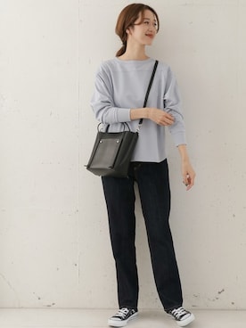 「URBAN RESEARCH DOORS（アーバンリサーチドアーズ）のハイライズデニムパンツ（デニムパンツ）」を使った、DOORS WOMENSさん（レディース・168cm）の冬コーディネート